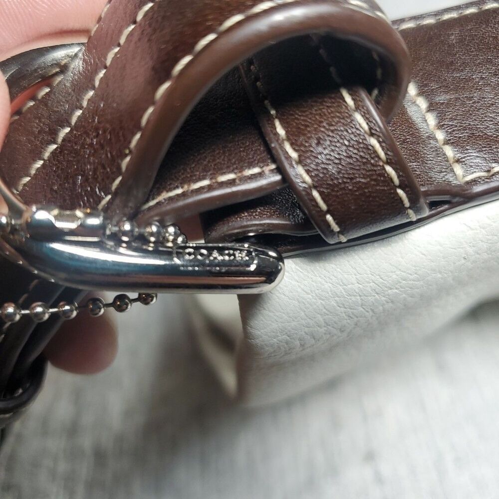 Coach Pebbled Leather Shoulder‎ Bag Cream White – Adjustable Strap Tote - Picture 3 of 14